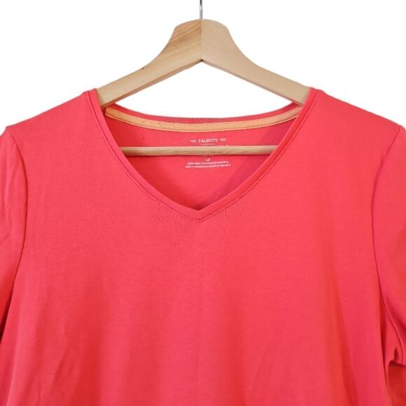 Talbots Womens Short Sleeve Pima Cotton Tee Pullover Everyday Basic Pink L - Picture 3 of 8